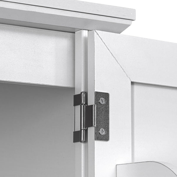 English Elm K&K 71" Tall Farmhouse Pantry Cabinet with Groove Edges, 3 Pull-Out Organizers, 6 Door Shelves White N707P256507W