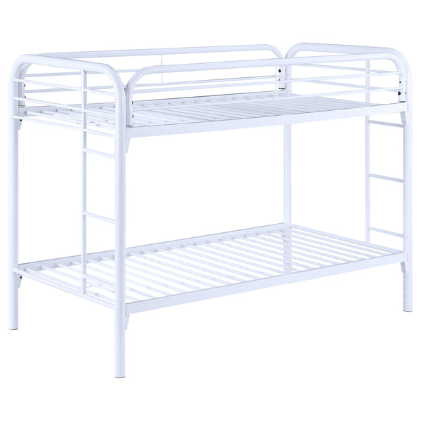 English Elm Celeste Modern White Metal Twin Over Twin Bunk Bed With Safe Rung Ladder & Space-Saving Design B062P340729
