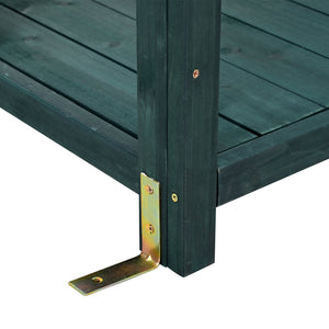 English Elm TOPMAX 65" Wooden Potting Bench with Splash Plate & Hook, 4 Storage Shelves, Fir Wood Patio Workstation N717P221495F