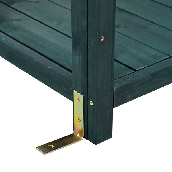 English Elm TOPMAX 65" Wooden Potting Bench with Splash Plate & Hook, 4 Storage Shelves, Fir Wood Patio Workstation N717P221495F