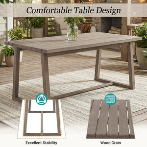 English Elm Outdoor Acacia Wood Dining Set Seats Six with Cushioned Armrest Chairs for Patio Beige+Brown N719Z000231D