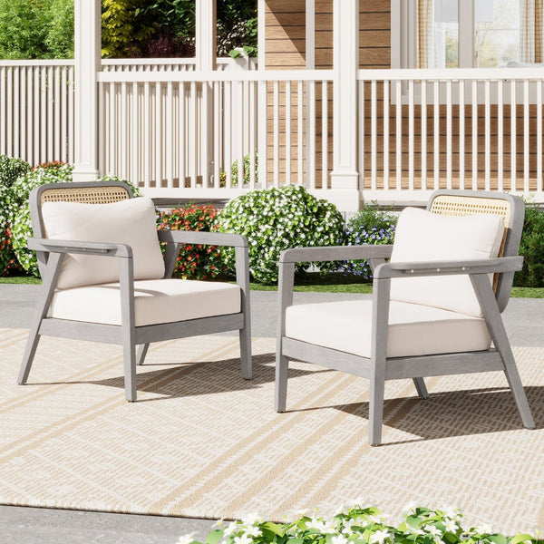 English Elm Outdoor Acacia Wood Club Chair Deep Seating Woven Back Patio Lounge Resort Style N780P171149G-2