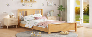 English Elm Twin Low Profile Floor Bed with Guardrails Pine Wood Frame Minimalist Bedroom Natural W1580P438799