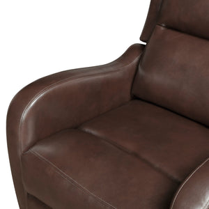 English Elm Brown Reclining Chair Durant Collection Faux Leather Recliner with Pull Tab, Solid Wood Frame, Cozy Comfort B011P294674