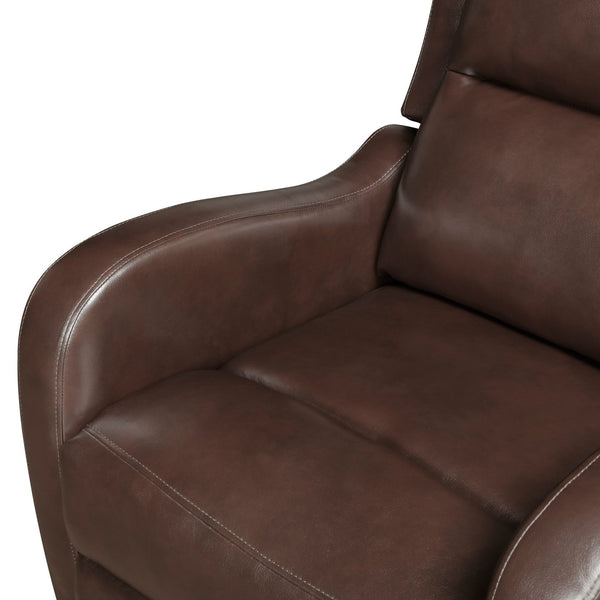 English Elm Brown Reclining Chair Durant Collection Faux Leather Recliner with Pull Tab, Solid Wood Frame, Cozy Comfort B011P294674