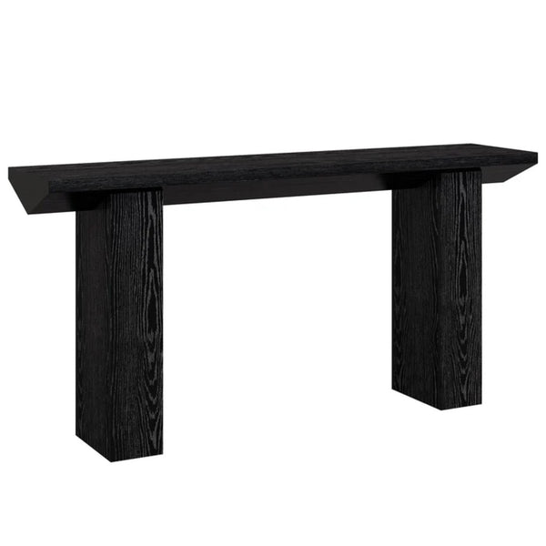 English Elm Practical Geometric Console Table with Matte Black Wood Grain Finish for Entryway or Sofa T3971P452021