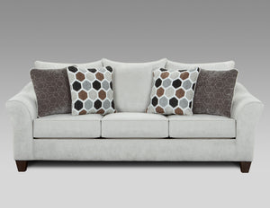 English Elm Camero Fabric Pillowback 2-Piece Living Room Set, Sofa and Loveseat, Silver