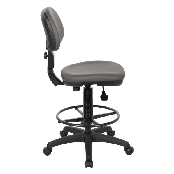 OSP Home Furnishings Sculptured Ergonomic Drafting Chair with Vinyl Upholstery for Studio and Lab Workspaces Dillon Steel DC517V-R112