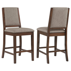 English Elm Allen Mango Oak Upholstered Counter Chair Set of 2 - Chestnut Sap Walnut Veneer, Beige Seats, Durable Comfort B062P299789