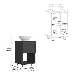 English Elm Single Bathroom Vanity with Sink and Shelf, Engineered Wood Cabinet, One Door, Modern Design, FSC Compliant Black 18 L x 18 W x 6 H B097S00104
