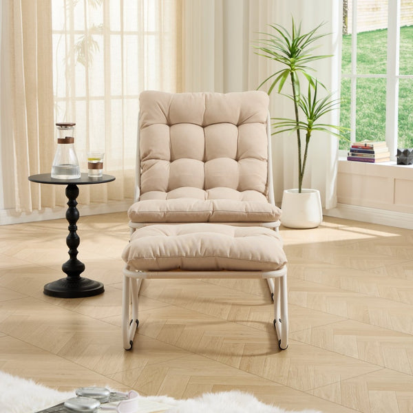 English Elm Patio Sling Lounge Chair with Ottoman Steel Frame Cushioned Indoor Outdoor Seat W640P443420