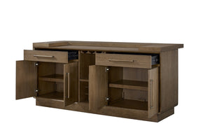 English Elm Counter Height Home Bar with Elm Veneer Led Lighting and Warm Latte Wood Finish B2699S00118
