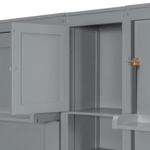 English Elm Dual Twin Murphy Beds with Built-In Cabinets & Shelves for Space-Saving Guest Rooms and Studios Gray N820S00058E