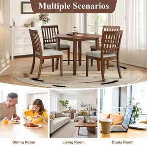 English Elm Extendable Round Dining Table Folding Mdf Top Rubberwood Legs Small Space Apartment Brown N752P405933D