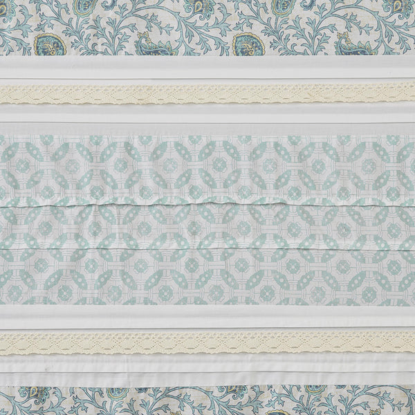 JLA Home Madison Park - Cotton Paisley Shower Curtain with Pin-Tucks and Lace Trim, OEKO-TEX Certified, 72x72 Inches Aqua MP70-2493