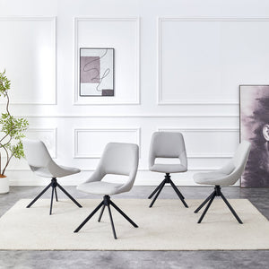 English Elm Dining Chairs Set Of 4 - Modern Swivel Seating With Scratch-Resistant Pu Leather & Gold Mesh Accents W3493P347173