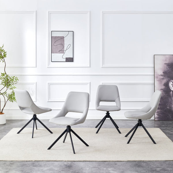 English Elm Dining Chairs Set Of 4 - Modern Swivel Seating With Scratch-Resistant Pu Leather & Gold Mesh Accents W3493P347173