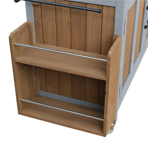 English Elm Foldable Outdoor Kitchen Cart with Stainless Worktop Fir Wood Frame and Lockable Wheels Espresso,Grey N719P380279Z