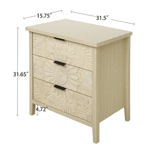 English Elm 3 Drawer Cabinet - Stylish & Versatile Storage Solution For Bedroom, Living Room, Or Study Decor W688P225270