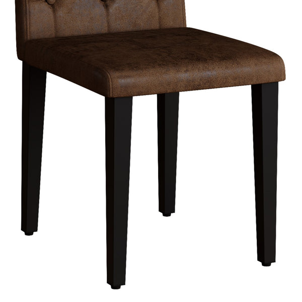 English Elm Black Wood Grain Mdf Dining Table Set Seats Four with Suede Upholstered Chairs W1151S04473