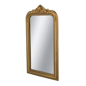 English Elm 23.5x37.5" Rococo Arched Wall Mirror in Gleaming Gold Finish with Ornate Crest for Luxe Décor W2078P372549