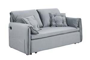 English Elm 3 In 1 Sleeper Sofa Couch Bed - Stylish Grey Velvet, Space-Saving Design, Versatile For Small Areas W1420P225081