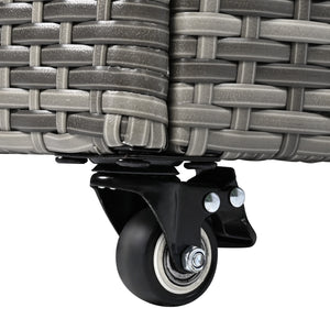 English Elm K&K 200 Gallon Wicker Deck Box with Lockable Lid, Hydraulic Pistons, Wheels, Weatherproof Storage Grey N707P245457G