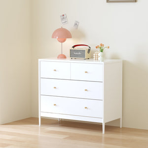 English Elm White Classic 4-Drawer Kids Dresser – Solid Poplar & Engineered Wood, Child-Safe, Anti-Tip, 35.4" Wide Storage Appeal W808P298011