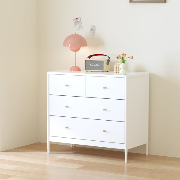 English Elm White Classic 4-Drawer Kids Dresser – Solid Poplar & Engineered Wood, Child-Safe, Anti-Tip, 35.4" Wide Storage Appeal W808P298011