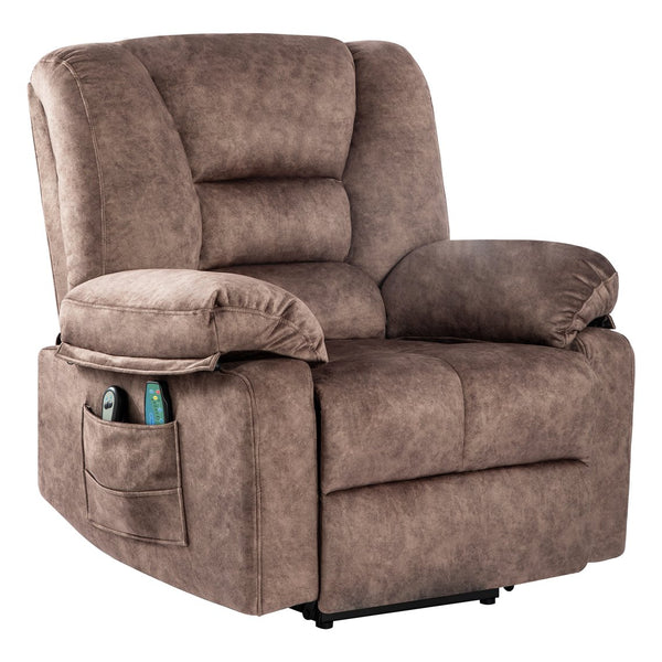 English Elm Power Lift Recliner with Massage & Heat, 8-Point Therapy, Timer & Easy Power Lift Assistance Brown W1403P177447