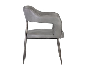 Sunpan Kenny Modern Dining Armchair with Unique Cutout Design and Sleek Gunmetal Stainless Steel Frame Bravo Metal