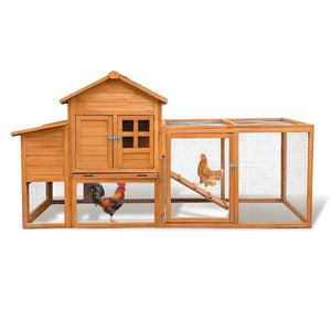 English Elm 80" Fir Wood Chicken Coop Raised Nesting Box Weatherproof Run for Backyard Flocks W3166P430610