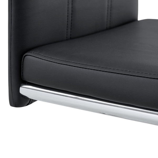 English Elm A Set of 2 Glam Faux Alligator Pvc Barstools with Crystal Buckle Detail Black W1512P491854