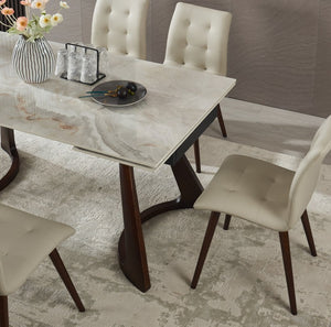 English Elm Retractable Sintered Stone Extendable Dining Table Seats Eight with Steel Base W5630S00001