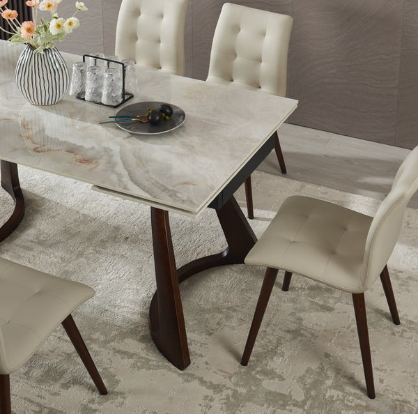 English Elm Retractable Sintered Stone Extendable Dining Table Seats Eight with Steel Base W5630S00001