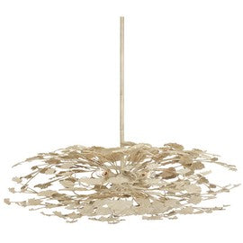 Maidenhair Cream Semi-Flush Mount Light Fixture - Nature-Inspired Design with Antique Pearl Finish