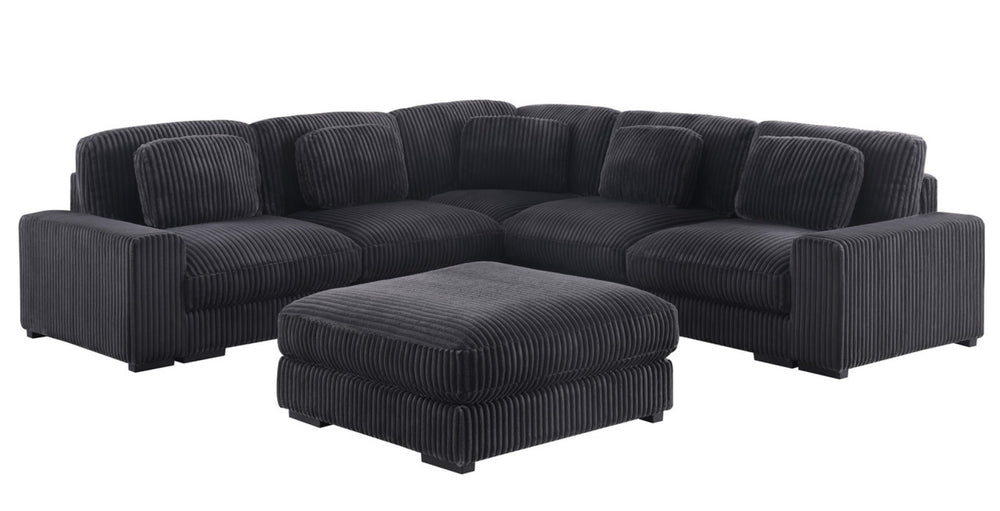 English Elm Lianne Corduroy Modular Sectional with Ottoman Channel Tufted Deep Seat Lounge Sofa B2749S00044