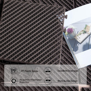 English Elm Patio Interlocking Deck Tiles 12"X12" - Durable Composite Outdoor Flooring For Easy Installation & Style W1859P224300-GIGA