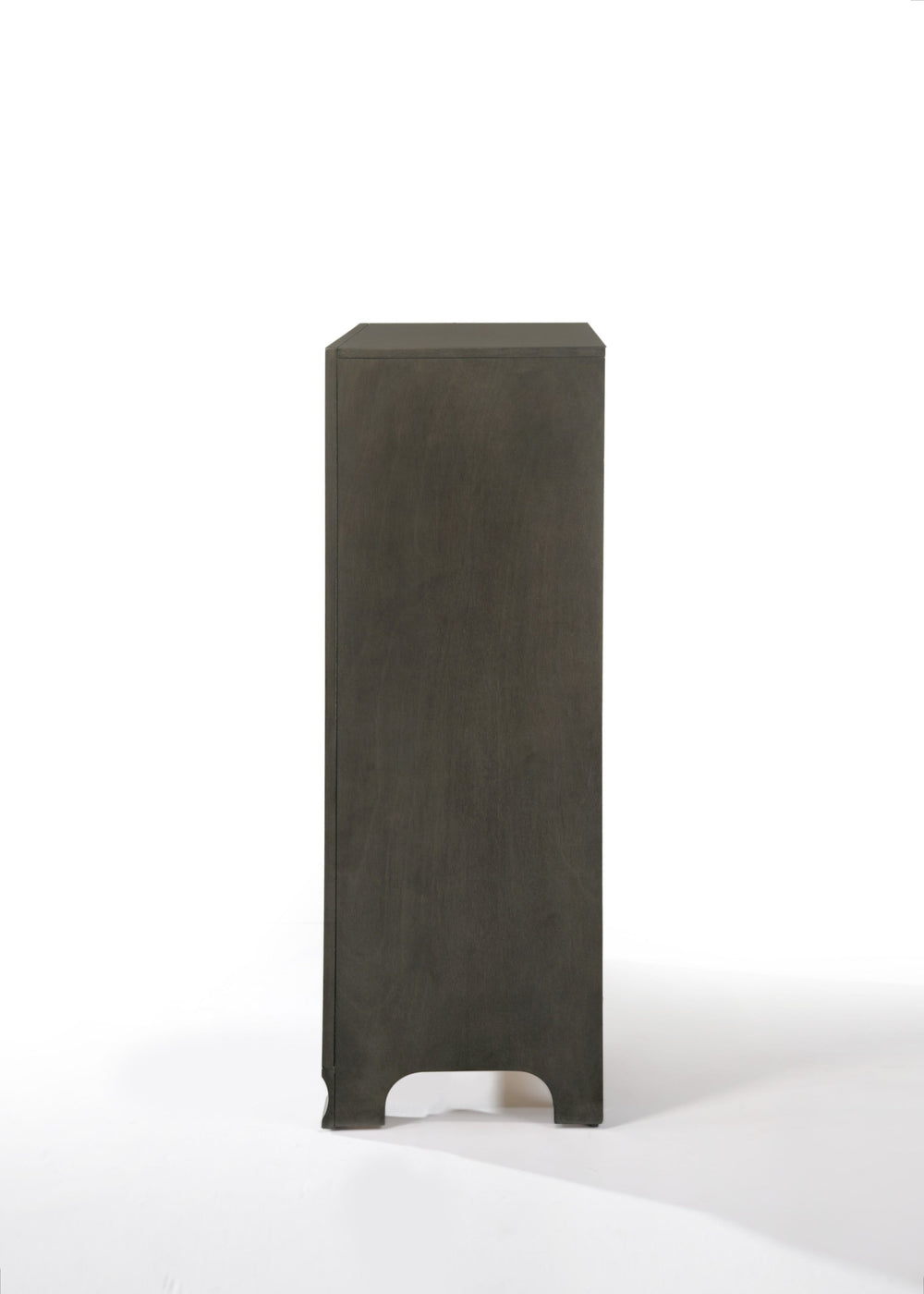 English Elm Grey 5-Drawer Chest with Smooth Pulls, Modern Grey Finish, Spacious Storage for Bedroom & Hallway B062P209023