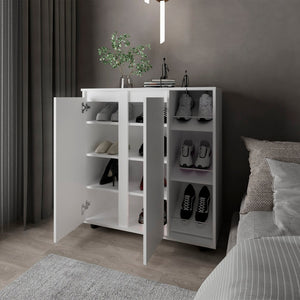 English Elm Houck 3 Tier Shoe Rack Slim White Engineered Wood Entryway Organizer for Small Spaces B200P362010