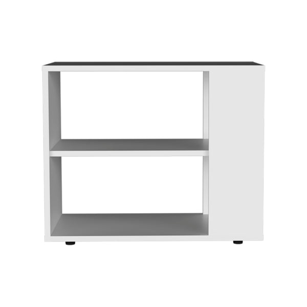 English Elm Garden 19.7" High Side Table White — Compact Two-Shelf End/Sofa Table, MDF, Stylish Storage Solution B200P286961