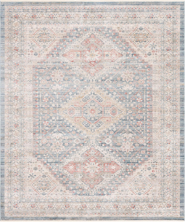 Unique Loom Noble Elizabeth Machine Made Medallion Rug Blue, Beige/Ivory/Gray/Red/Pink 9' 0" x 11' 3"