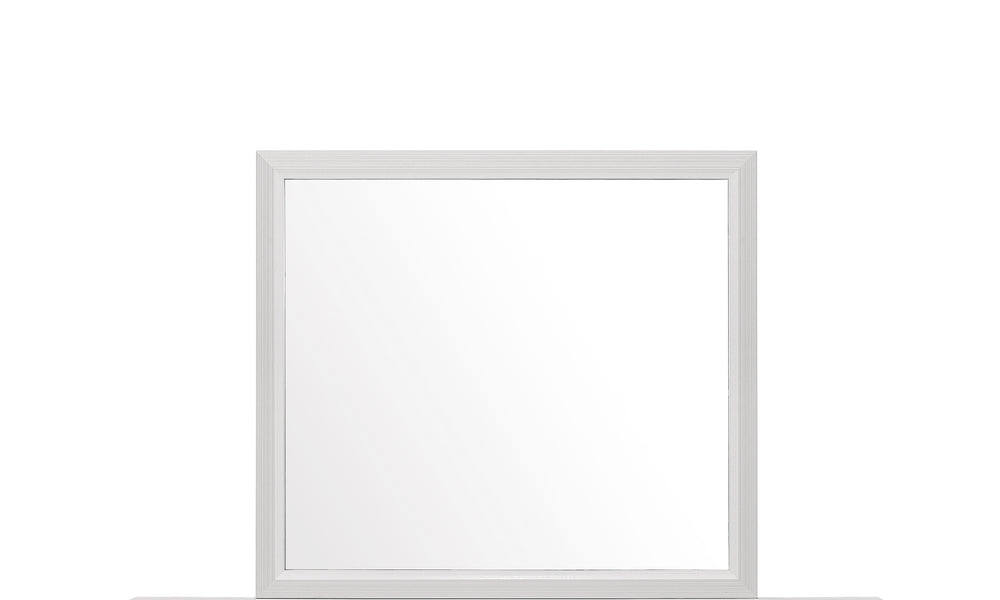 English Elm MIRAGE White Mirror for Dresser – Contemporary Rectangular MDF Frame with Clear Glass, Sleek Finish B201P226181