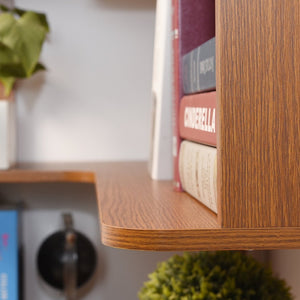 English Elm 90cm Five Tier L-shaped Corner Bookcase Open Wood Shelving Unit for Home Office W2899P444147