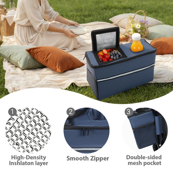 English Elm 3-in-1 Folding Wagon with Convertible Bench Seat Steel Frame 500lb All Terrain Dark Blue W2932P390464