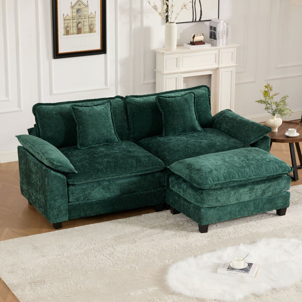 English Elm Wider Armrest Loveseat - Modern Green Chenille Couch With Cloud-Like Comfort For Any Space W1143S00038-GIGA