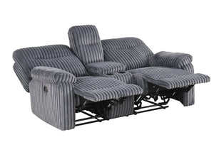English Elm Comfy Velvet Reclining Loveseat with Chaise Cushioning and Console for Media Rooms B078P473037