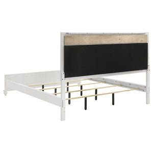 English Elm Talia California King Upholstered Panel Bed - Modern White Frame With Metallic Leatherette Accents B062S01080-GIGA