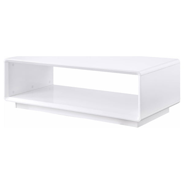 English Elm Fletcher Lacquered High Gloss Coffee Table with Open Shelf for Modern Living Rooms B062P447999