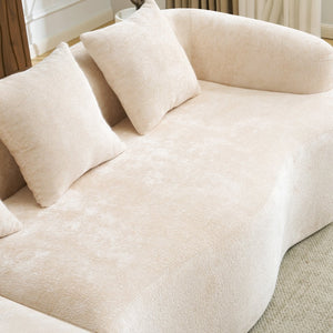 English Elm Full L-Shape Sectional Sofa with Curved Chaise, Modular Chenille Couch, High-Density Comfort for Apartment Living Beige W3612S00004